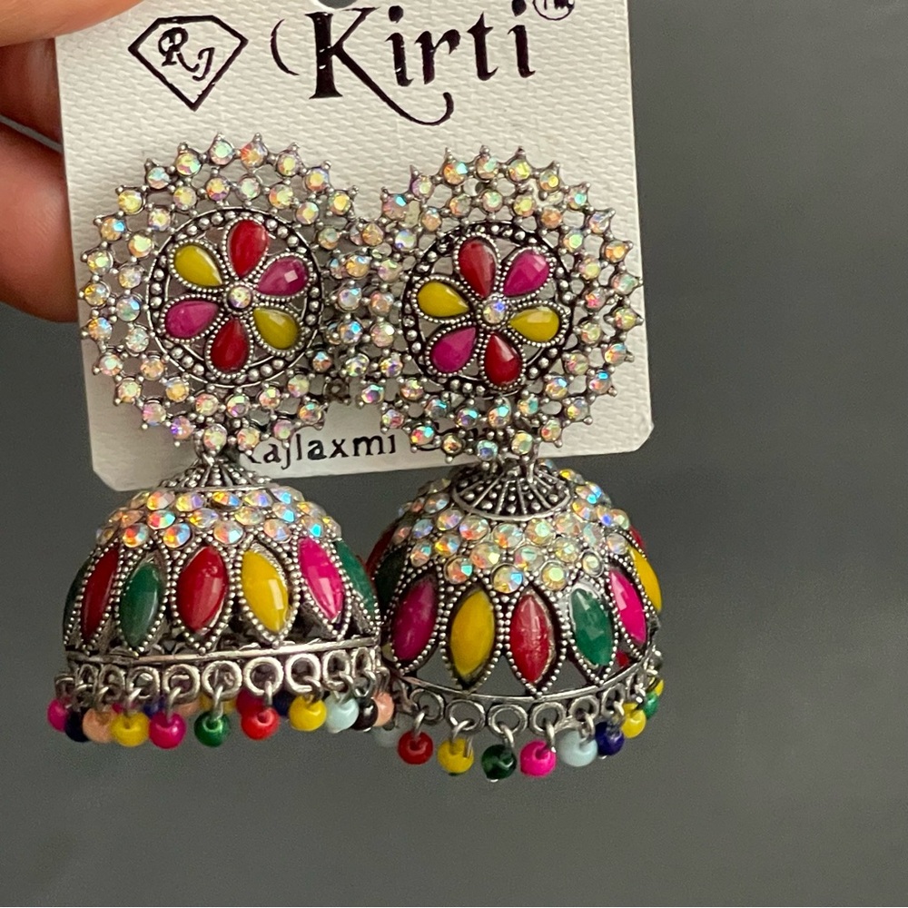 Traditional Ethnic Jhumka Multicolored Earrings Gift Birthday Bold Statement